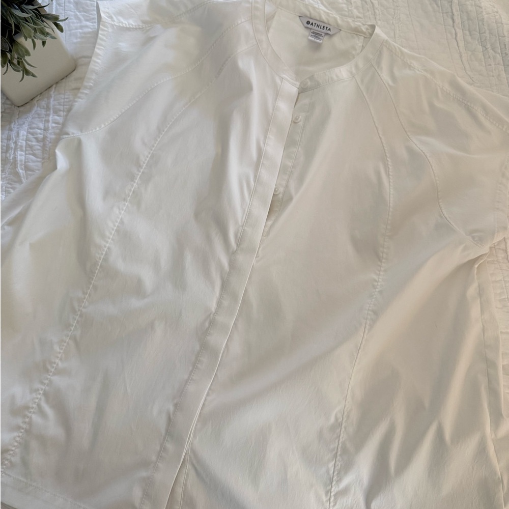 Athleta White Button-Up Blouse